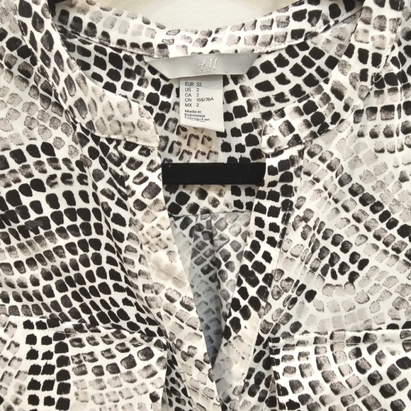 H&M White Black Gray Patterned Sleeveless Shirt Dress Size 2 - Picture 6 of 16